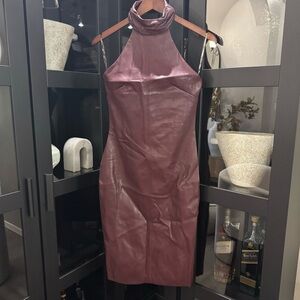 Fashion Nova Sexy Backless Faux Leather Plum Dress